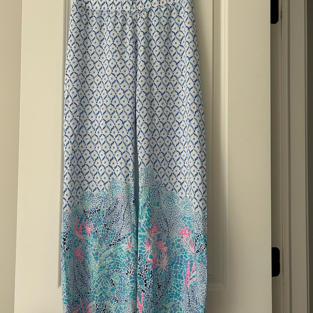 Blue and Pink Patterned Palozzo Pants